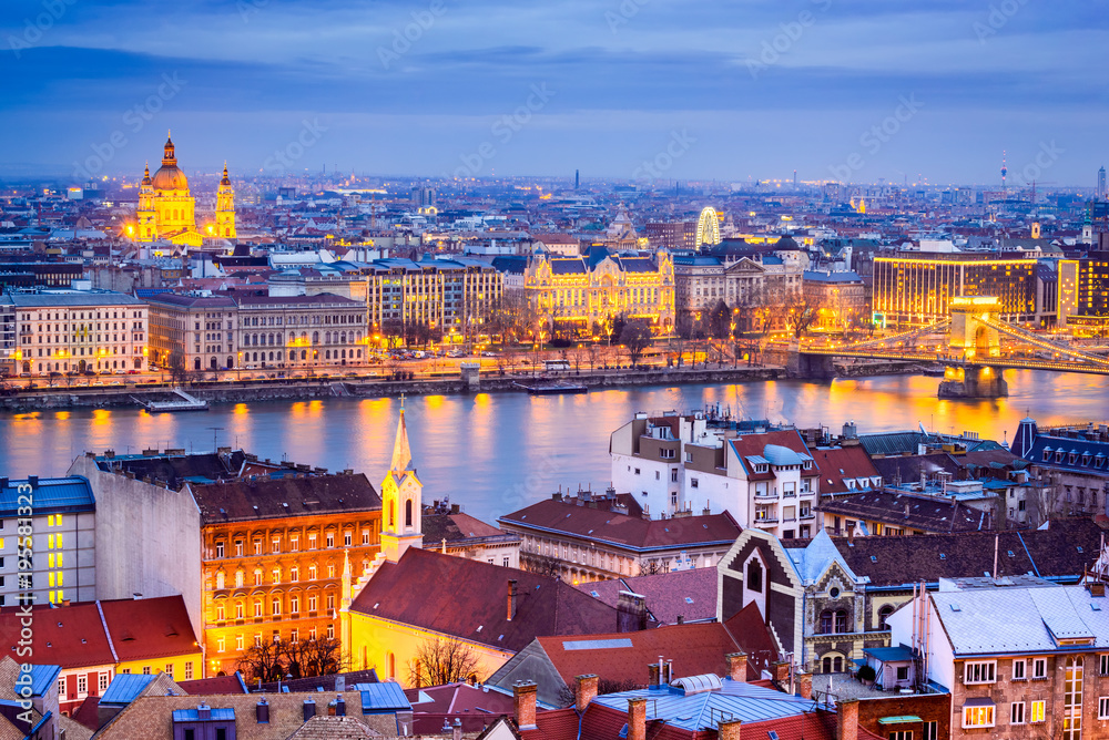 Budapest, Hungary - Chain Bridge and Danube River