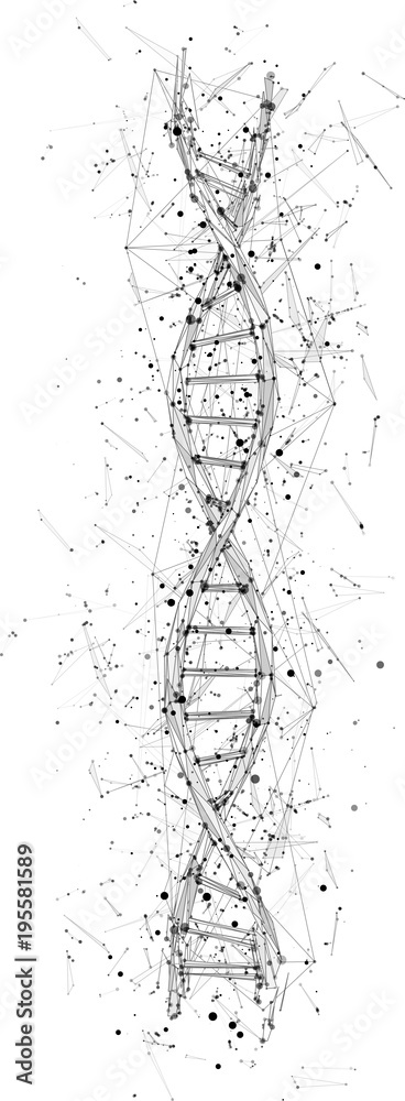 vector. part of the human dna. 3d triangular abstract style. in black and white vector. part of the human dna. 3d triangular abstract style. in black and white