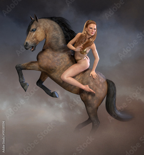 Fantasy Warrior Princess on Horseback