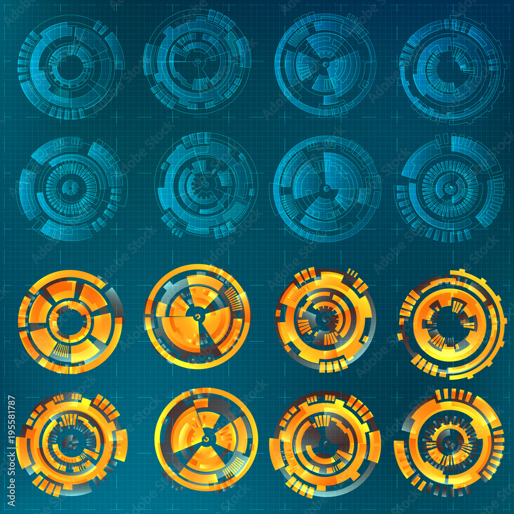 Vector futuristic interface hud design. Vector futuristic interface hud design.