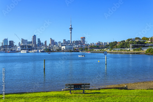 Auckland Landmark View from St Marys Bay Beach, Auckland New Zealand photo