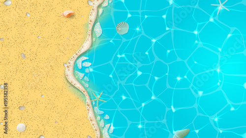 Web banner template with tropical beach shore