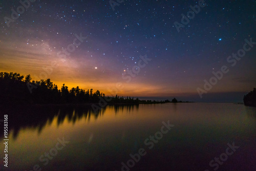 Reflections over Lake Huron at night