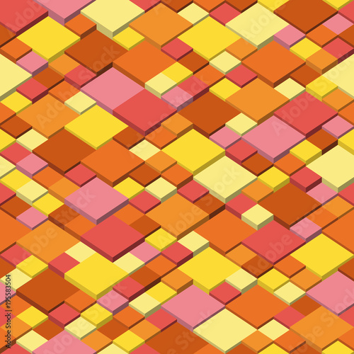 Autum. Abstract seamless pattern from the isometric cubes and colors of autum