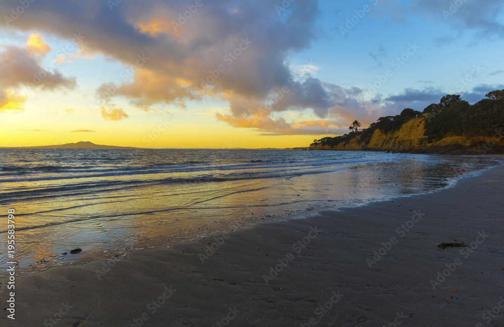 Landscape Scenery of Sunrise Time at Torbay Beach Auckland New Zealand
