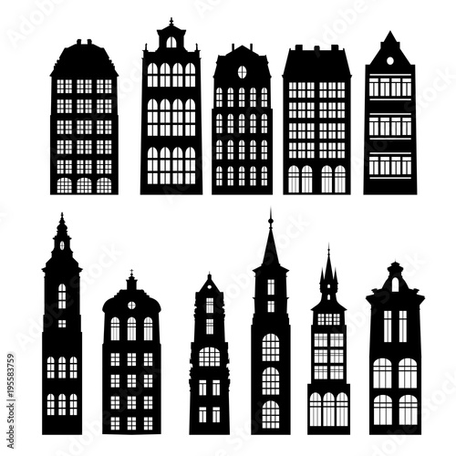 vector silhouettes of houses