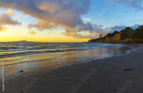 Landscape Scenery of Sunrise Time at Torbay Beach Auckland New Zealand
