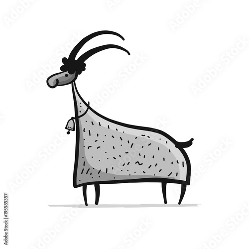 Funny goat, simple sketch for your design