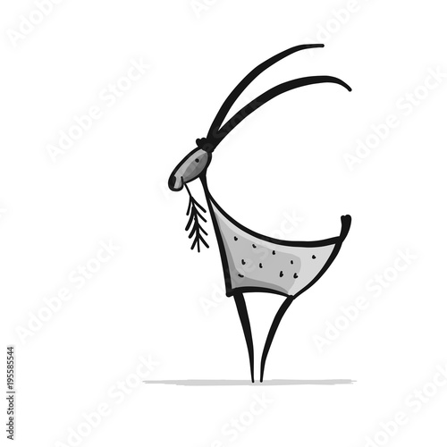 Funny goat, simple sketch for your design