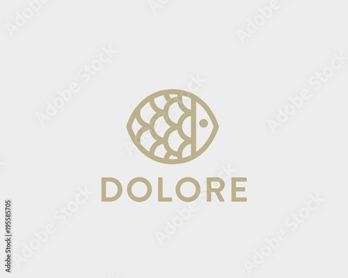 Fish plate vector logotype. Linear seafood logo