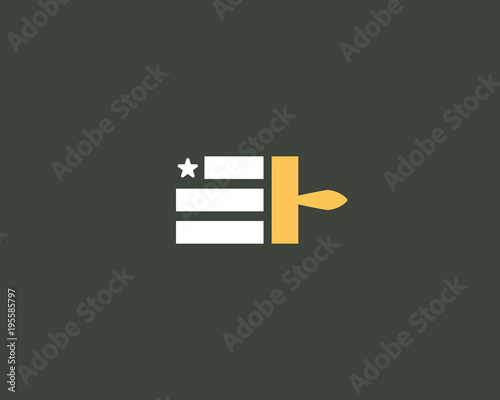 Paint American flag logo design. US national craft vector logotype.