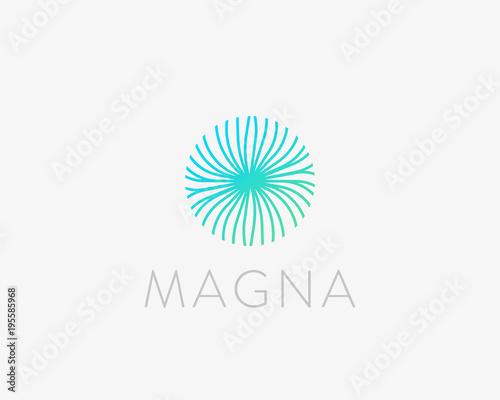 Abstract energy flower logo design. Bio science medical vector logotype