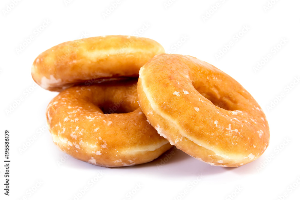 Brown donut with sugar isolated on white background Brown donut with sugar isolated on white background