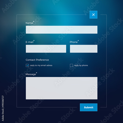 contact form on blue blured background photo