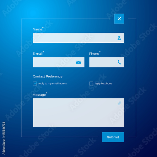 vector contact form on blue background