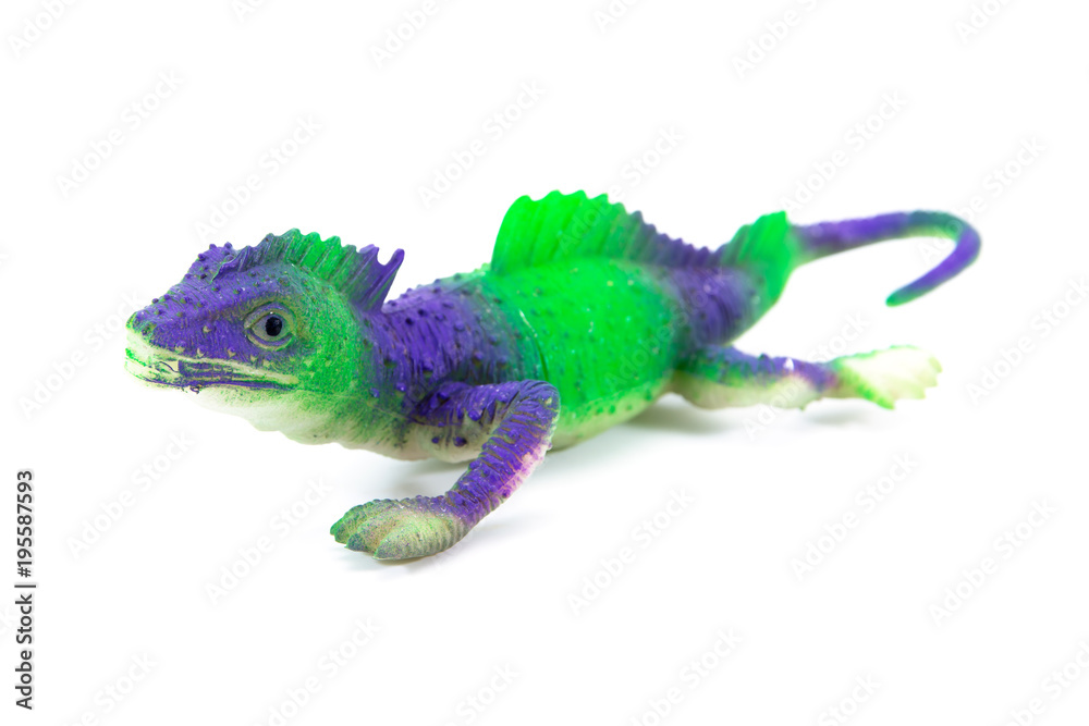 Fototapeta premium Front of Iguana toy isolated on white background