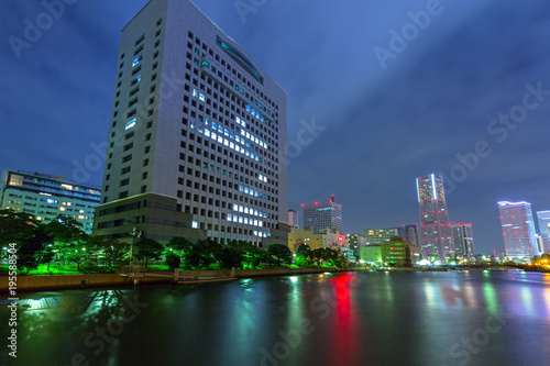 Cityscape of Yokohama city at night  Japan