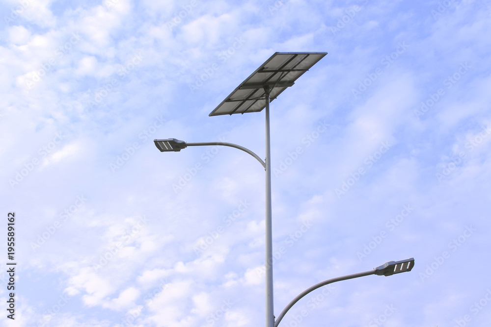 Solar street light in the park