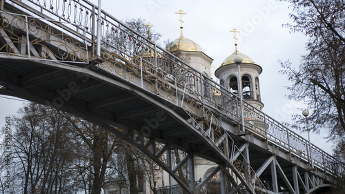 temple bridge in winter, Russia.