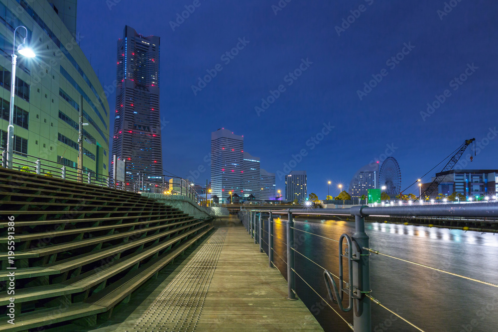Cityscape of Yokohama city at night, Japan Cityscape of Yokohama city at night, Japan