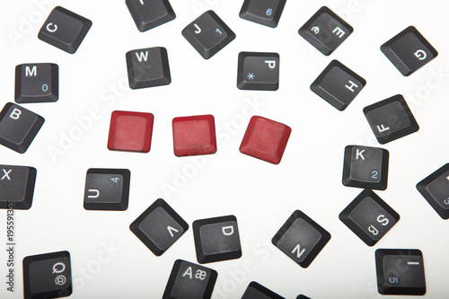 Three blank red buttons on the composed keyboard .. © anaimd