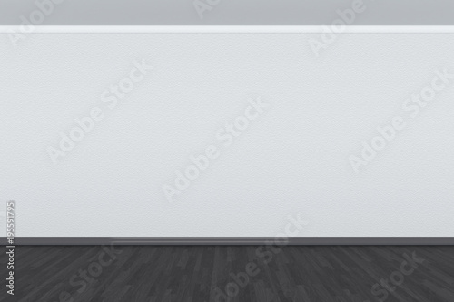 Interior with white stucco wall and black wood floor - 3d illustration © 3dmart
