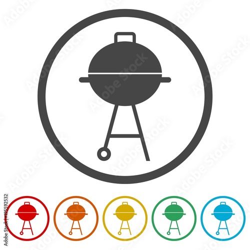 BBQ, Grill Or Barbecue icon, 6 Colors Included