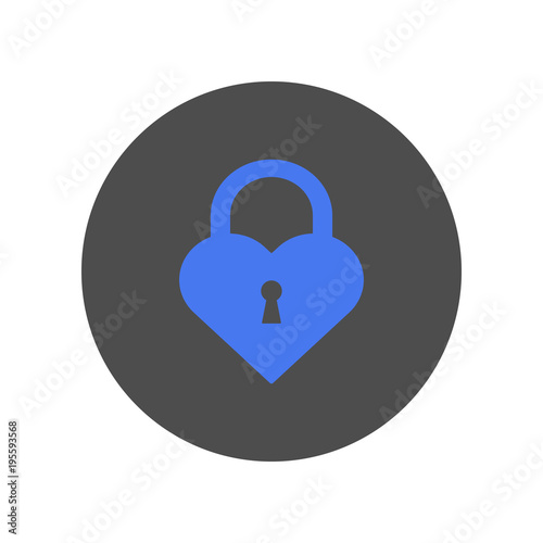 Heart shape padlock with keyhole. Vector icon.