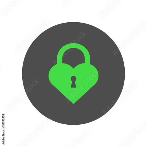 Heart shape padlock with keyhole. Vector icon.