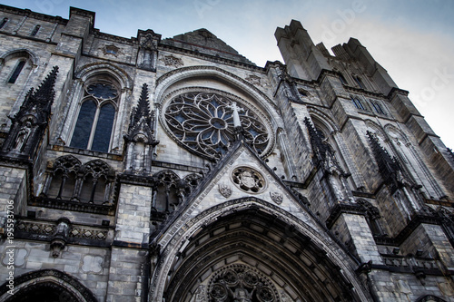 Photos Cathedral of Saint John the Divine gothic facade in New York.