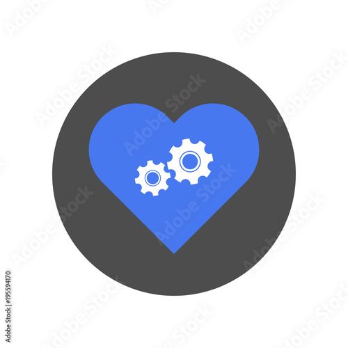 Mechanical heart symbol. Vector icon.