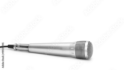 stereo microphone for recording music or singing in the karaoke. Isolated on white background. copy space, template.