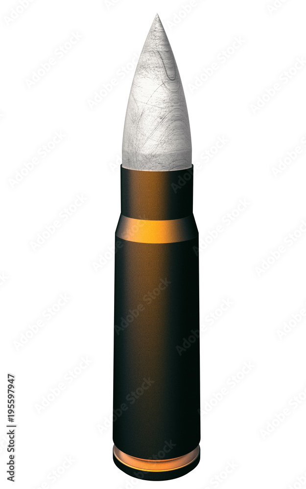 Cartridge of the AK-47 - Bullet 7.62x39mm (3d render isolated on white background) Cartridge of the AK-47 - Bullet 7.62x39mm (3d render isolated on white background)
