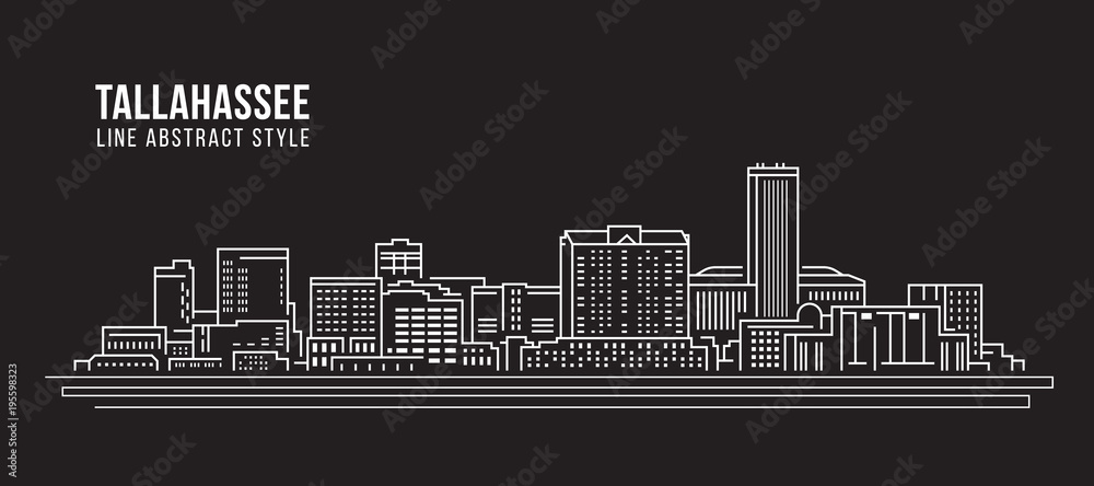 Cityscape Building Line art Vector Illustration design - Tallahassee city