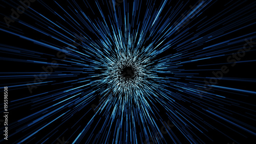 Space lines tunnel, abstract scene of flight in space