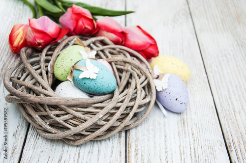 Fototapeta Naklejka Na Ścianę i Meble -  Easter egg in a nest