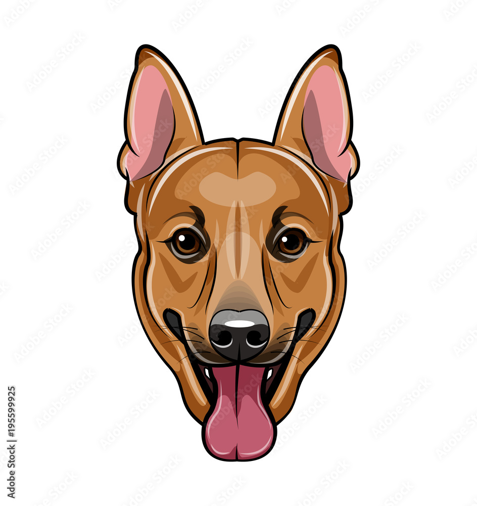 German shepherd dog face. Cartoon  illustration isolated on white