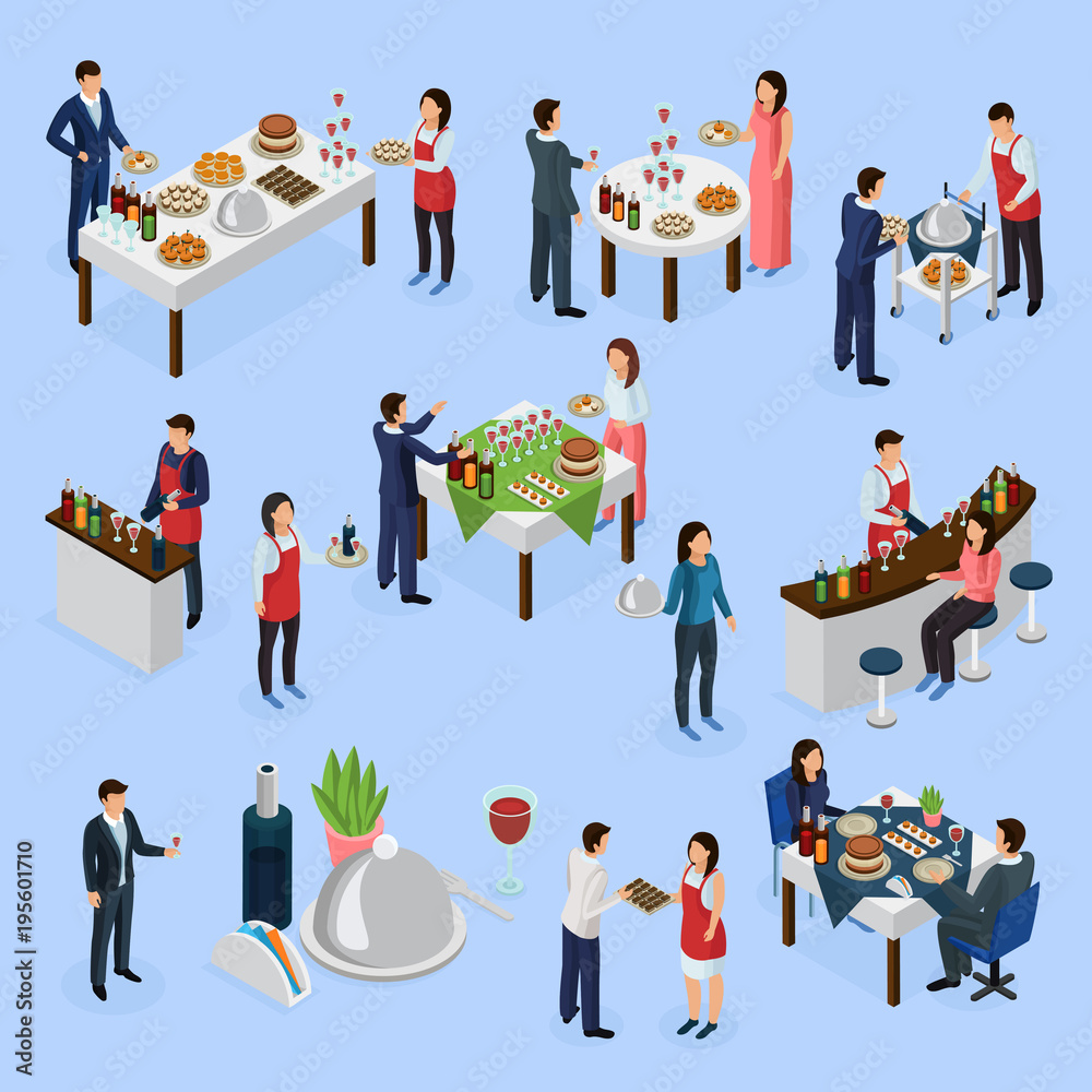 Catering Banquet Isometric Icons Catering Banquet Isometric Icons