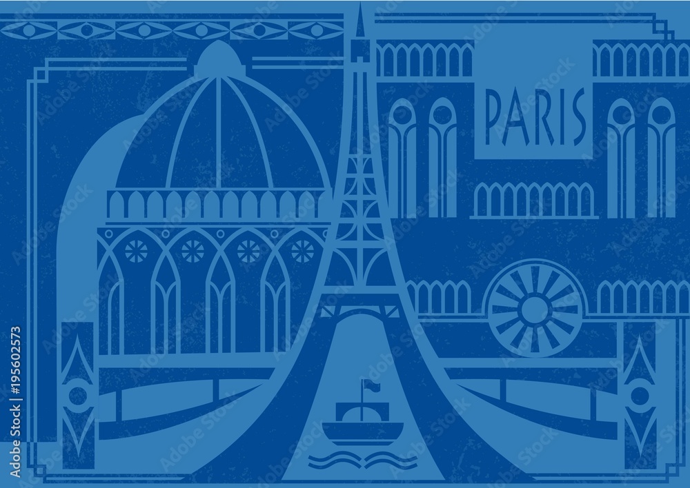Paris, vector background illustration, with Historic Buildings. Paris Cityscape