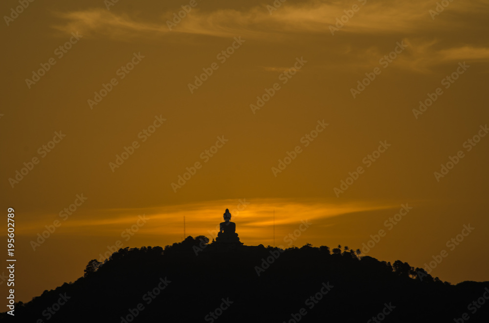 sunset back big buddha at Phuket