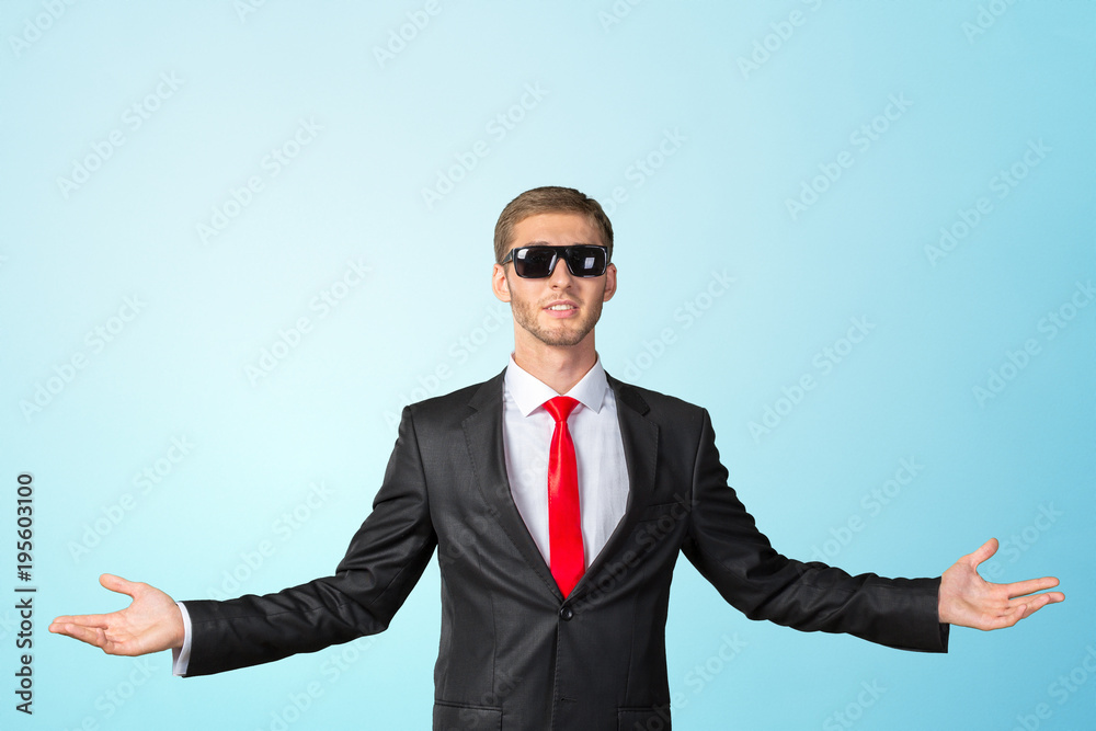Young handsome man in dark sunglasses Young handsome man in dark sunglasses