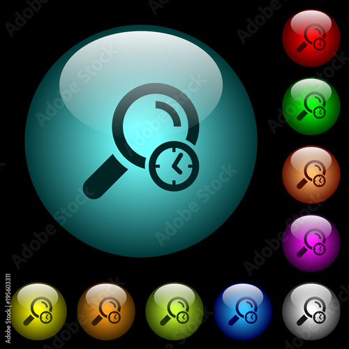 Query time icons in color illuminated glass buttons