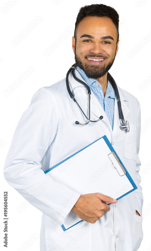 African-American black doctor man isolated white background African-American black doctor man isolated white background