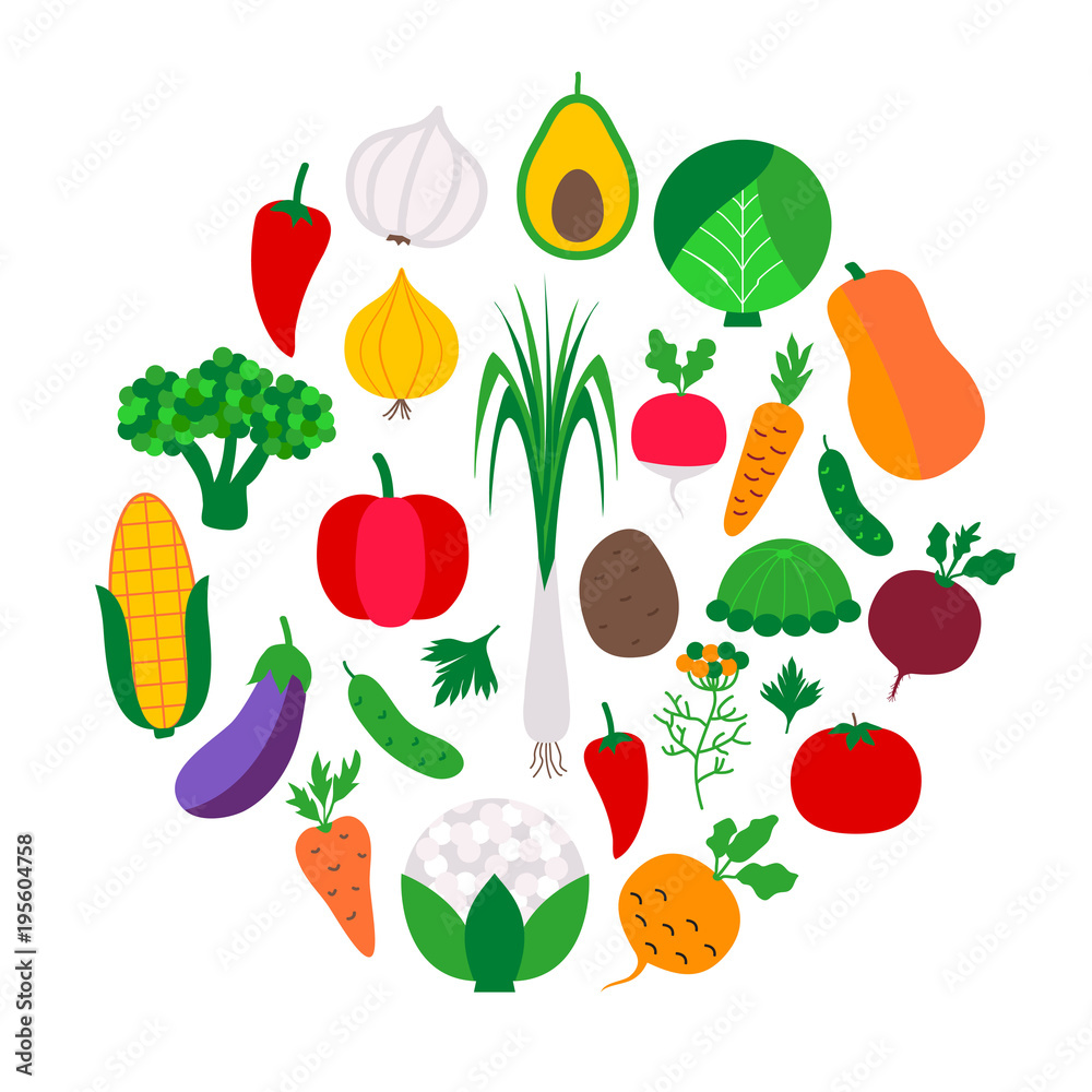 Vegetable set in circle Vegetable set in circle