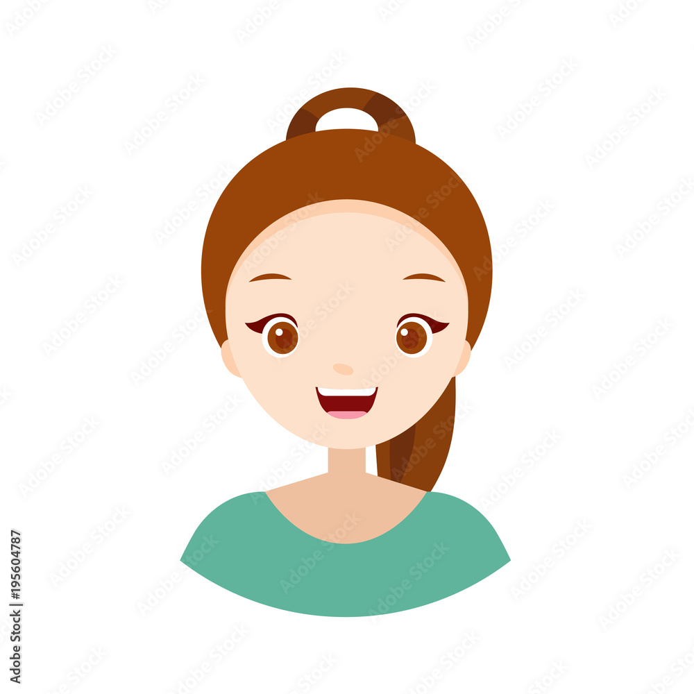 Woman's emotions - happy. Vector illustrations with cute cartoon girl Woman's emotions - happy. Vector illustrations with cute cartoon girl