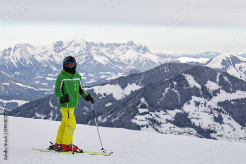 Teenager skiing at the Alps