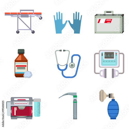 Ambulance icons vector medicine health emergency hospital symbols illustration.