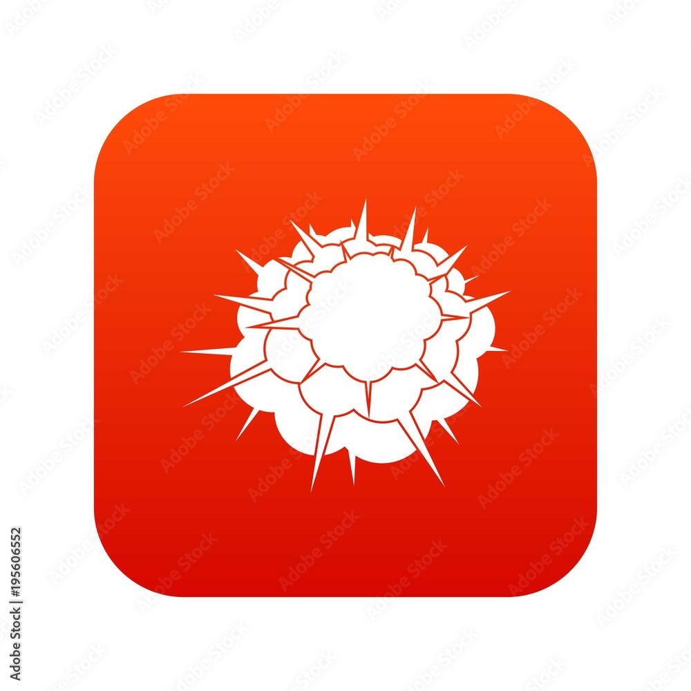 Atomic explosion icon digital red Atomic explosion icon digital red