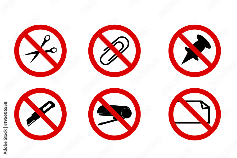 Do Not Cut, Scissor, Stappler, Clip, Pinned, Fold, Isolated on White