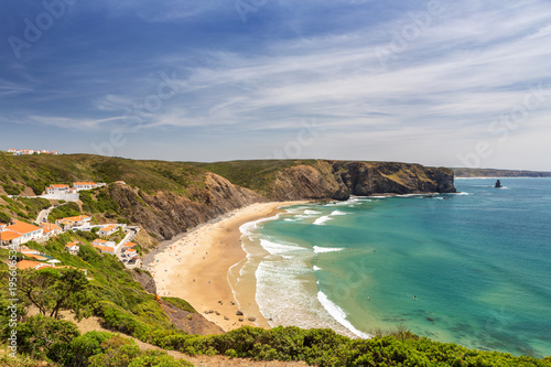 Delightful beach of Arrifana, for surfing in Portugal. photo